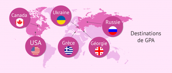 Destinations courantes de gestation pour autrui