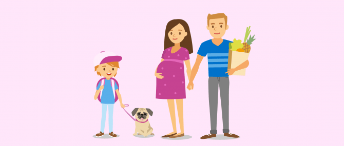 Imagen: gesunde und junge Leihmutter mit eigener Familie